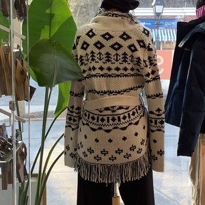 Dylan Aztec pattern black and white cardigan